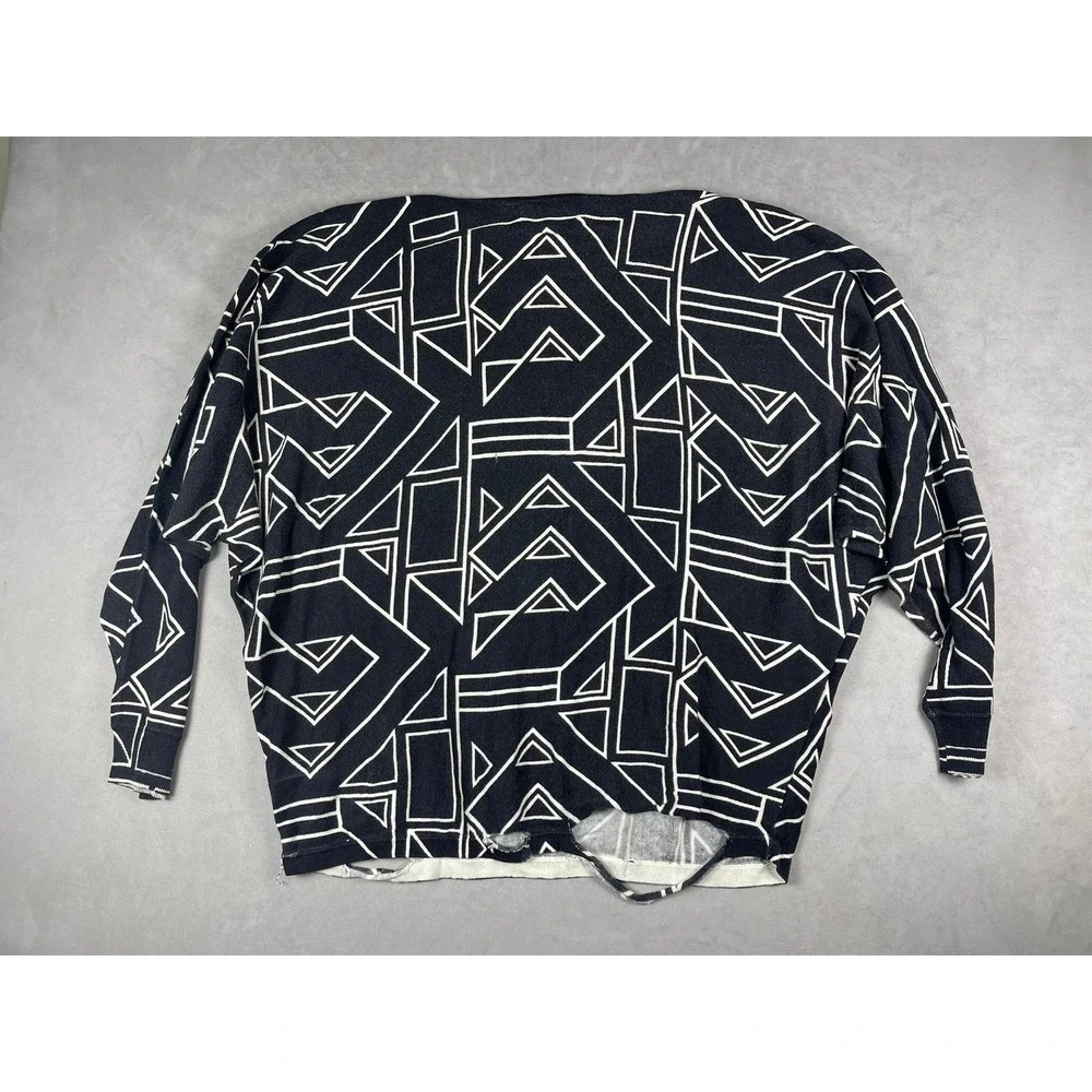 Lauren Ralph Lauren Womens XL Black White Geometric Knit Dolman Sweater‎ AS IS